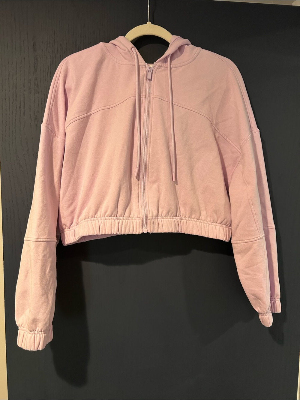 90 Degree By Reflex Lavender Cropped Zip Hoodie
